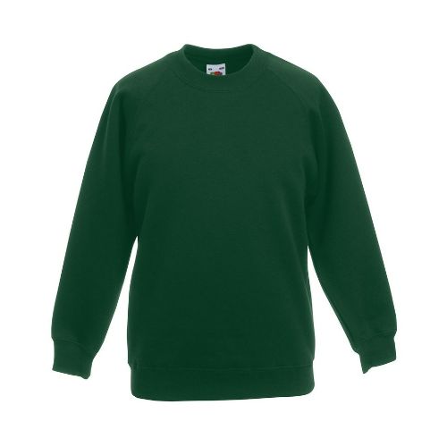 Fruit Of The Loom Kids Classic Raglan Sweatshirt Bottle Green